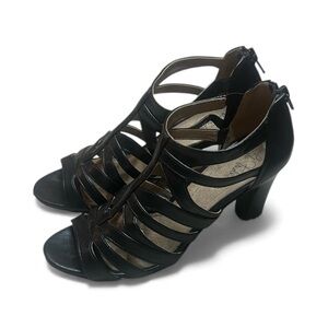 Life Stride Black Strappy Heels EUC sz 6.5